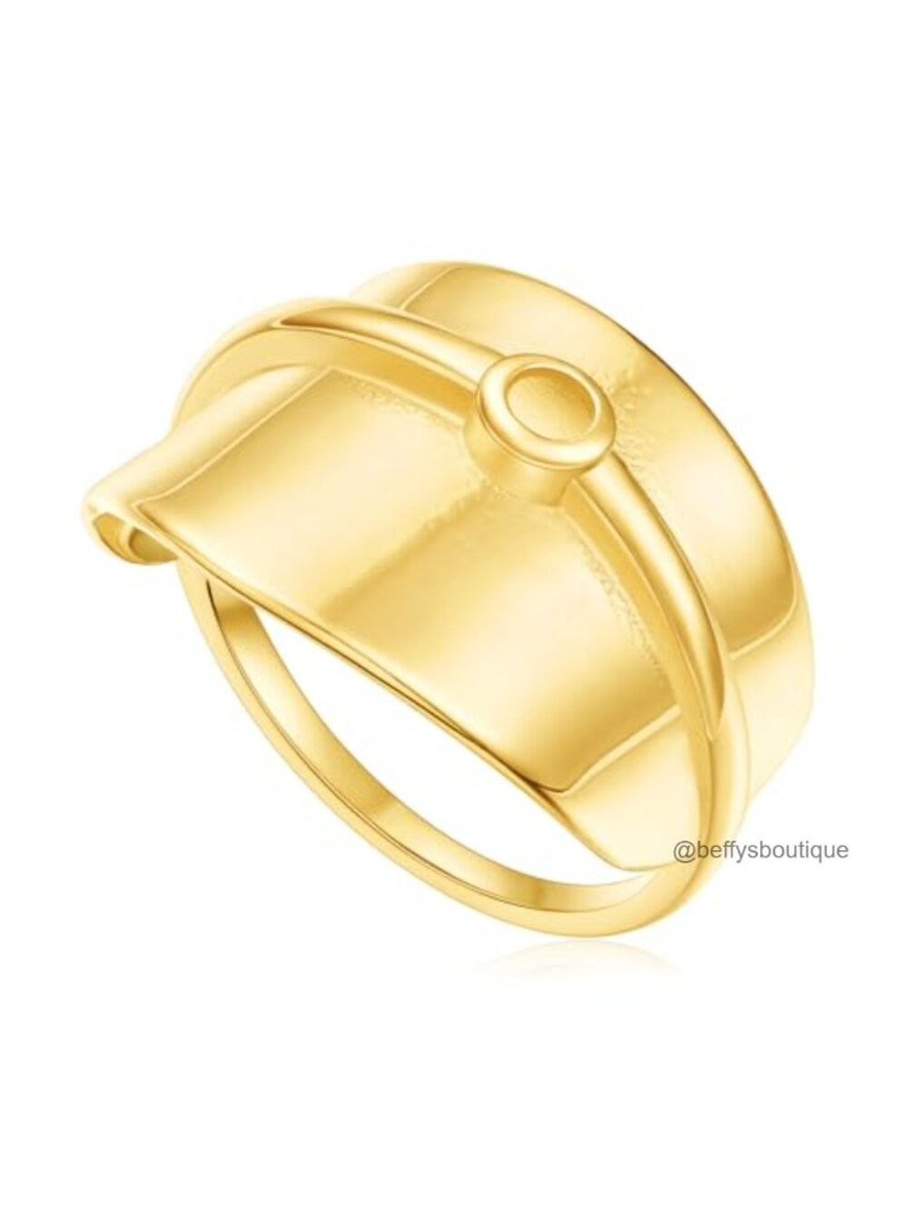 14K Gold Plated Chunky Wide Band Cigar Ring Statement Jewelry